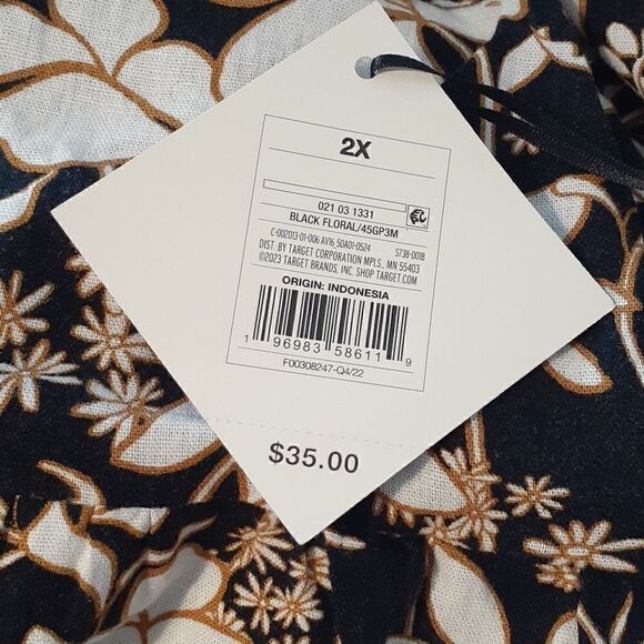 New Ava & Viv Ruffle Sleeveless A Line Dress Black Floral 2X New With Tags‎ - Picture 4 of 4